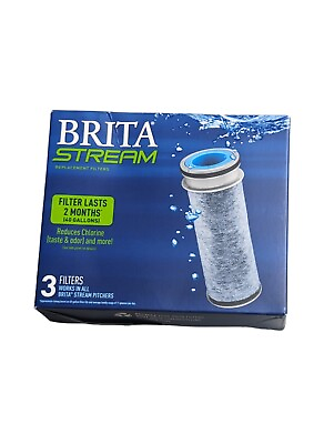 #ad #ad Brita Stream Pitcher Water Filter Gray Pack of 3 NEW in Box $15.99