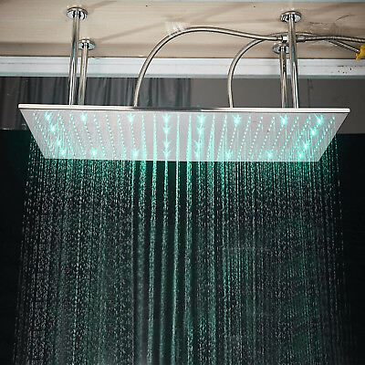 #ad Luxury Rain Square 16quot;x32quot; Shower Head High Pressure Rain LED Large Top Sprayer $149.00
