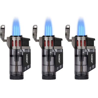 #ad 3 PCS Multipurpose Triple Jet Torch Gas Lighter for Pipe Cigar Cigarette Black $21.98