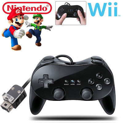 #ad New Pro Classic Game Controller Pad Console Joypad For Nintendo Wii Remote Black $9.99