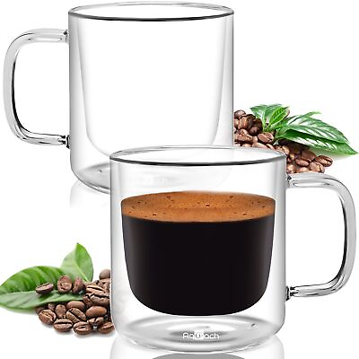 #ad Double Walled Glass Mug Espresso Cups 8 Ounces Insulated Pack of 2 $28.85