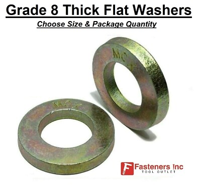 #ad Choose Size Extra Thick Flat Washers SAE Grade 8 Hardened Washers Mil Carb $23.99