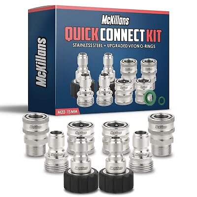 #ad McKillans Pressure Washer Quick Connect Kit M22 15mm to 3 8quot; Male Female Qui... $86.59