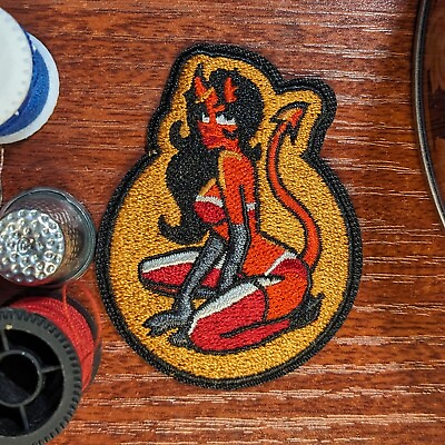#ad Sexy Devil Girl Sitting Squatting Cute Devil Embroidered Iron On Patch 2.5x2quot; $4.50