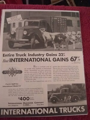 #ad 1935 IH International Harvester Ad: Model C 30 Stake Bed 1.5 Ton Farm Truck $17.76
