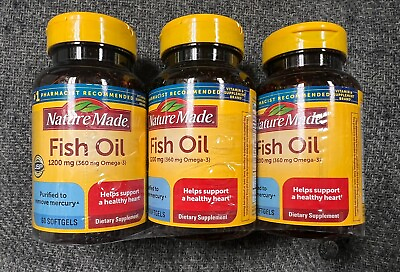 #ad 3 New Nature Made Fish Oil 1200 mg 60 Softgels Each Exp July 2026 $19.99