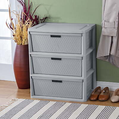 Wide 3 Drawer Cross Weave Tower Cement #ad $32.69
