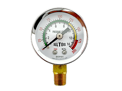 Air Pressure Gauge 1.5quot; Dial Side Mount 1 8quot;NPT 0 to 200 PSI Color Coded $7.49