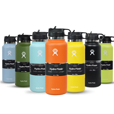 #ad Hydro Flask 32 Oz Water Bottle Wide Mouth Straw Lid $25.99