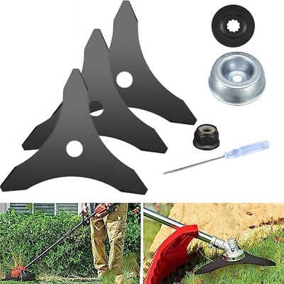 #ad 2Pcs 10quot; 3 Teeth Steel Brush Cutter Trimmer Replace Blades Head Blade $14.22