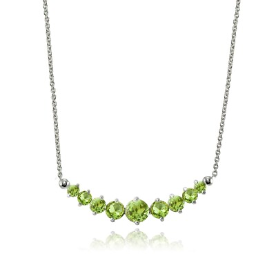#ad Sterling Silver Peridot Graduated Necklace $23.62