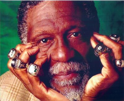 #ad Bill Russell Celtic Basketball NBA With Champion Rings Hands On Face 8x10 Pictur $3.99