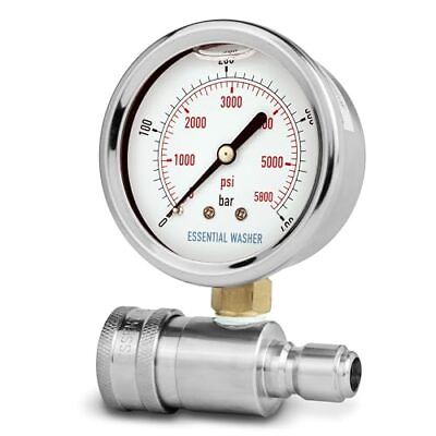 #ad 5800 PSI Pressure Gauge 3 8 Inch Quick Connect with Plug Pressure Washer Acce... $29.79