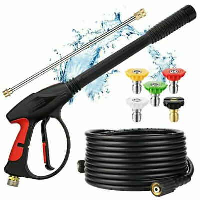 #ad 3000 PSI High Pressure Washer Gun With 4 Color Spray Wand Lance Nozzle Tips Foam $23.90