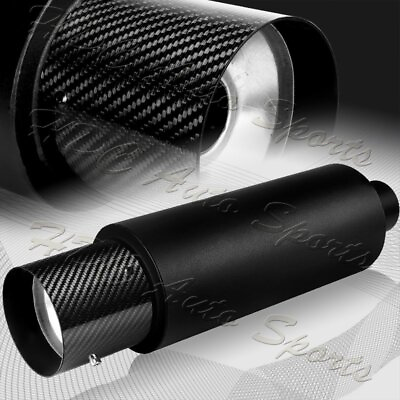 #ad 4quot; N1 Carbon Tip Black Stainless Weld On Exhaust Muffler 2.5quot; Inlet Universal 1 $39.99
