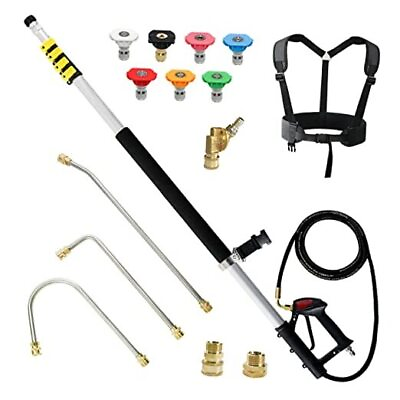 #ad 24 FT Aluminum Telescoping Pressure Washer Wand with 2 Pressure Washer Yellow $210.92