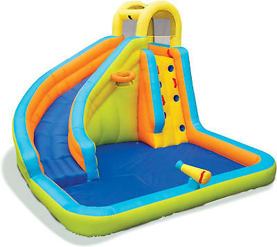 #ad #ad Splash ’N’ Blast Inflatable Water Park with Slide Basketball Hoop Water Cannon $525.99