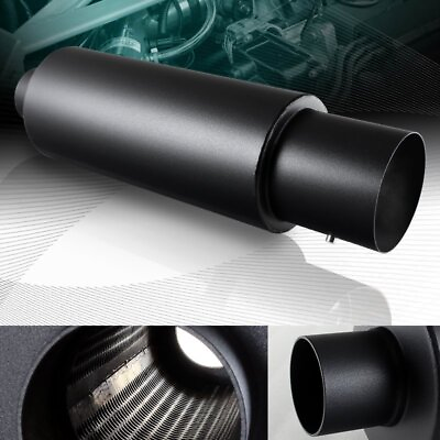 #ad UNIVERSAL 4quot; N1 FLAT TIP BLACK STAINLESS EXHAUST MUFFLER 2.5quot; INLET W SILENCER $37.95