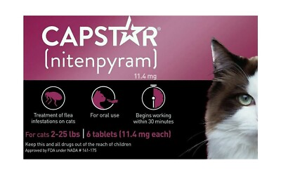 #ad Capstar Nitenpyram 11.4mg 6 Tablets For Cats 2 25 LBS $23.95