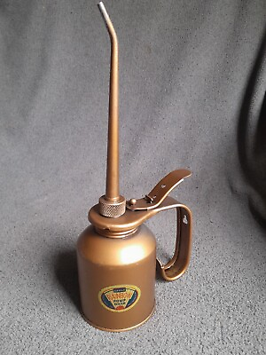 #ad Rare Vintage Eagle Rainbow Pump Handy Oiler Gold Oil Can Spout Gas Station 10quot; $45.00