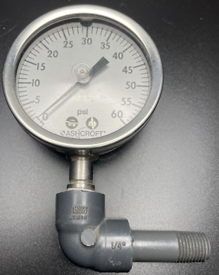 #ad Ashcroft Duralife Dial Pressure Gauge 0 60 PSI Steampunk Vintage $5.51