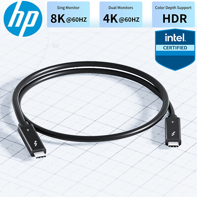 #ad Genuine HP Thunderbolt 4 Cable 3 USB4 80cm 40Gbps 100W 4K 8K Dock G2 G4 4J0A2AA $22.99