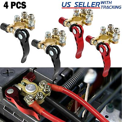 #ad 4Pcs Car Battery Terminal Connector Clamp Quick Release Adjust Disconnect Tool $12.99