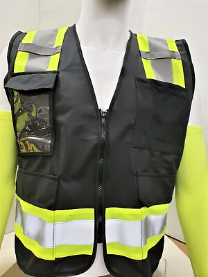 #ad #ad FX Two Tone Black Safety Vest with 4 Front Pocket Small to 2XL $12.99