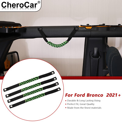 #ad 4 Pack Roll Bar Paracord Grab Handles for Ford Bronco Accessories Green Parts $18.74