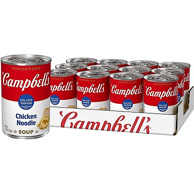 Campbell#x27;S Condensed 25% Less Sodium Chicken Noodle Soup 10.75 Oz Pack of 12 $20.85