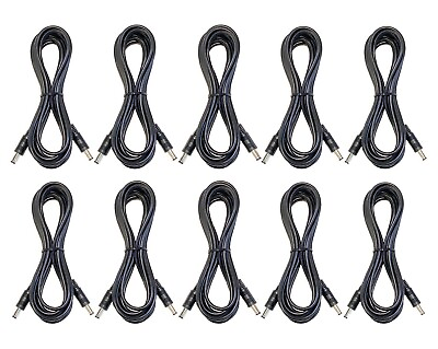 #ad 10 Pack of 10ft DC Barrel Power Cables Male to Male 5.5mm X 2.1mm Plugs $24.29