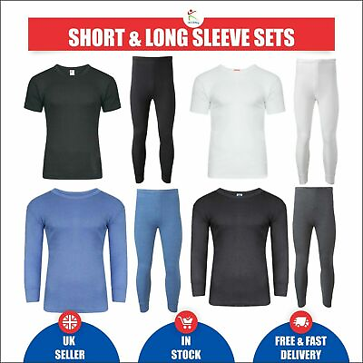 #ad Mens Thermal Long Johns Short Full Sleeve T Shirt Set Brushed Thermal Underwear GBP 10.49