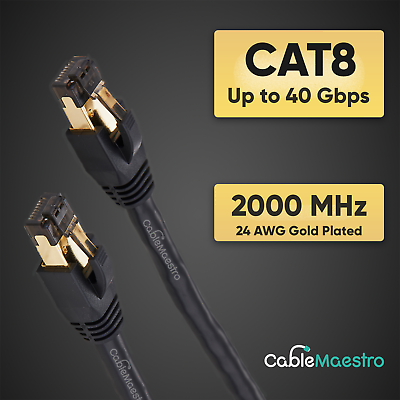 #ad CAT8 Ethernet Cable Cord Patch Copper 26AWG SFTP Shielded RJ 45 0.5 75FT Lot $42.75