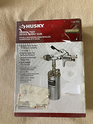 #ad NEW Husky Paint Spray Gun Siphon Feed Detail Sprayer Stainless 761904 H4910DSG $39.00