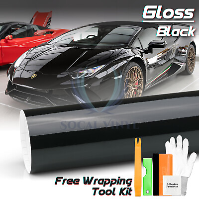Gloss Black Glossy Car Vinyl Wrap Sticker Decal Sheet Air Release Bubble Free #ad #ad $131.25