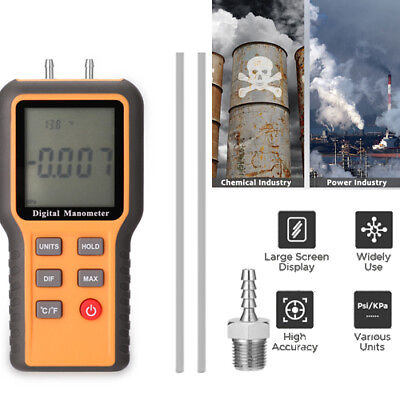#ad Digital Manometer ℃ ℉ Switchable 12Pressure Units Pressure Meter ±0.3%FSO P3K6 $28.99