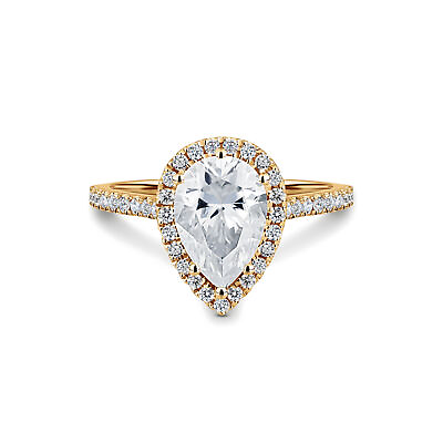 #ad ISAAC WOLF2CT Pear Cut Halo Pavé Moissanite Engagement Ring in 10k Gold $369.99