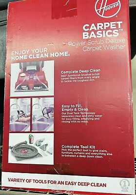#ad Hoover Carpet Basics FH50150NC Power Scrub Deluxe Carpet Washer New Sealed $115.00