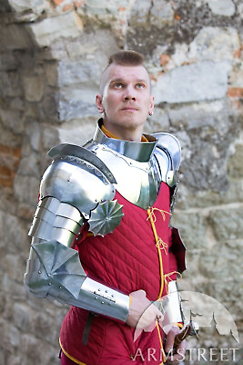 #ad Medieval Pauldrons “Black Knight” Nack amp; Bracers Armor Replica SCA LARP Wearable $194.00