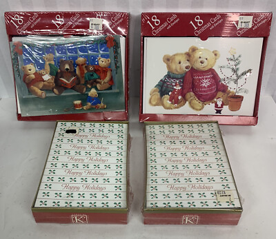 Vintage Bi MART Christmas Cards w Envelopes Lot 4 boxes Original Boxes 72 Cds $45.00