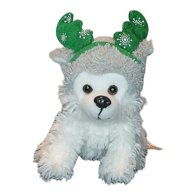#ad 8quot; Reindeer Husky Puppy Gray amp; White Christmas Soft Plush Stuffed Animal Holiday $3.97