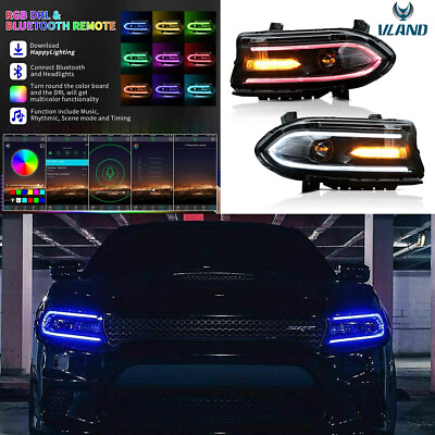 #ad RGB Color Change LED DRL Headlights Assembly Kit For Dodge Charger 2015 2020 $459.99
