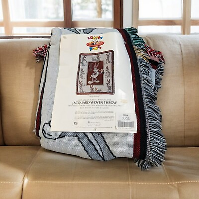 #ad Looney Tunes Bugs Bunny Woven Jacquard Throw Blanket 46quot; x 60quot; NEW Picnic Style $49.99
