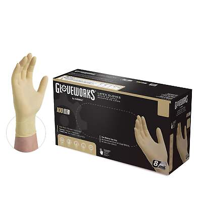 #ad GLOVEWORKS Heavy Duty Ivory Latex Industrial Disposable Glove 8 Mil $132.00