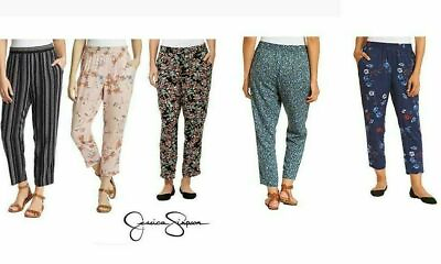 Jessica Simpson Women#x27;s Soft Printed Pull On Pants Pockets Ankle Length A5 $17.99
