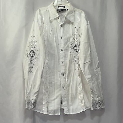 #ad Lamasini pearl snap embroidered shirt rhinestones studded mens size L guc e1750 $15.72