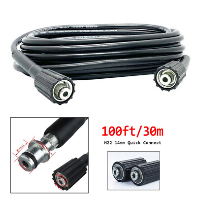 #ad 30m 100ft High Pressure Washer Hose 3000PSI M22 14mm Power Washer Extension Tube $39.00