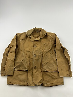 #ad Vintage Wards Western Field Jacket Mens Medium Brown Canvas Hunting Montgomery $37.37