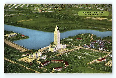#ad Air View Of Capitol Baton Rouge Louisiana Vintage Postcard $4.50