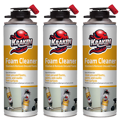 #ad Kraken Bond Foam Cleaner Pack of 3 Dissolves Foam on Surfaces Dispensing Gun $29.99